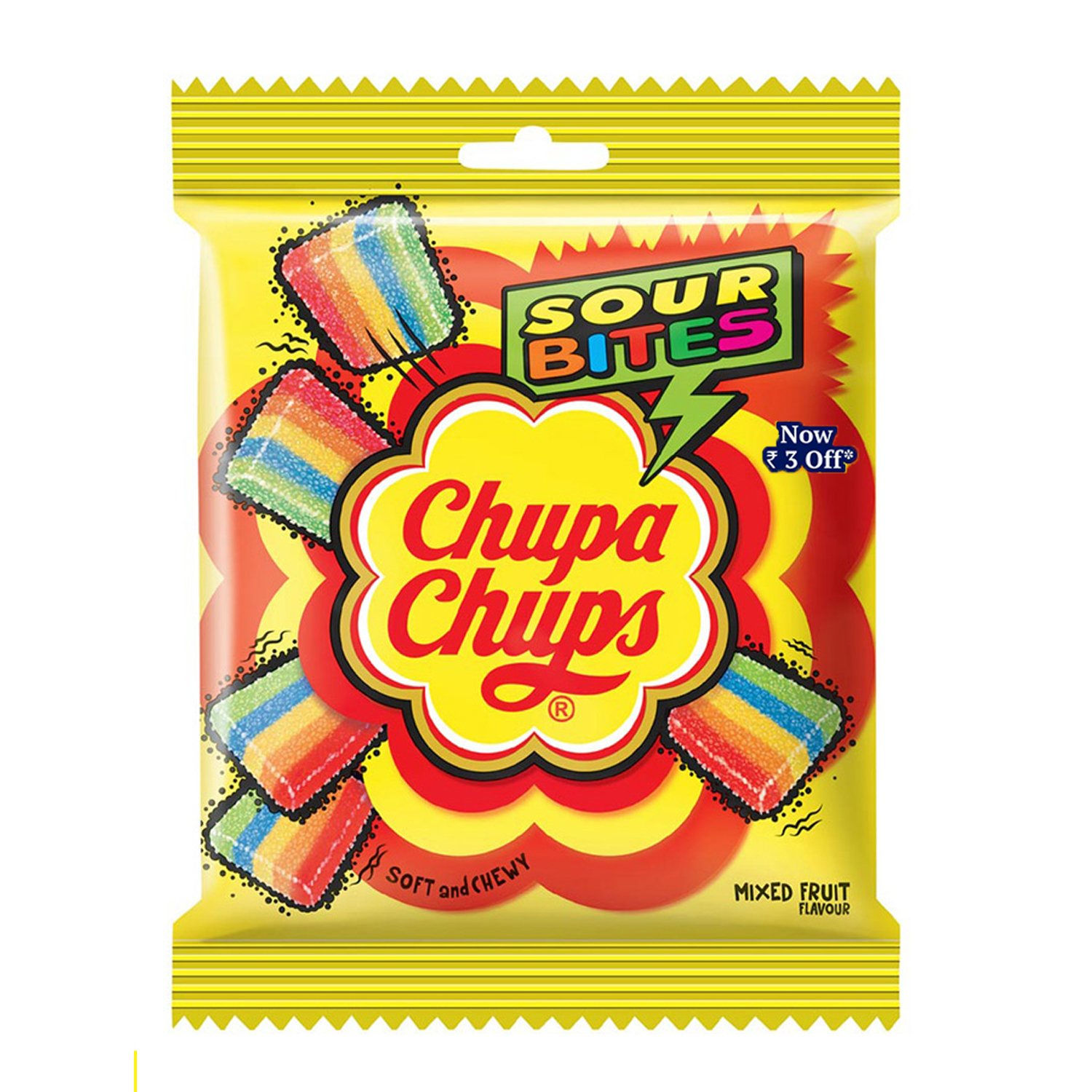 Chupa Chups Sour Bites Mixed Fruit Flavour Chewy Candy