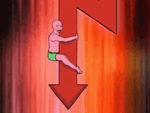 guy holding onto crashing stock meme gif