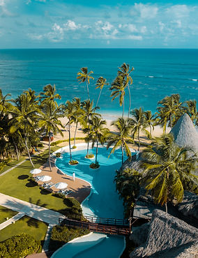Zoetry Punta Cana luxury all-inclusive resort aerial view with infinity pool, palm trees, and turquoise ocean beachfront