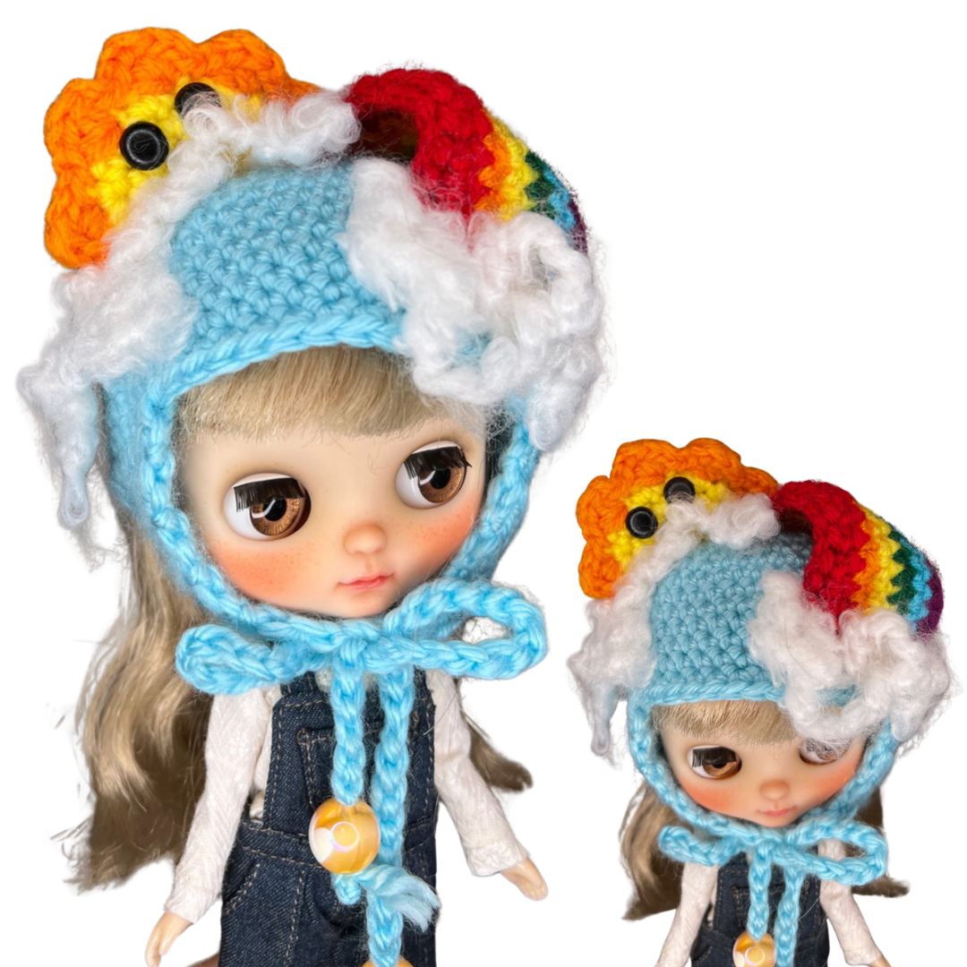 Middie Blythe Crochet Sun and Rainbow Beanie