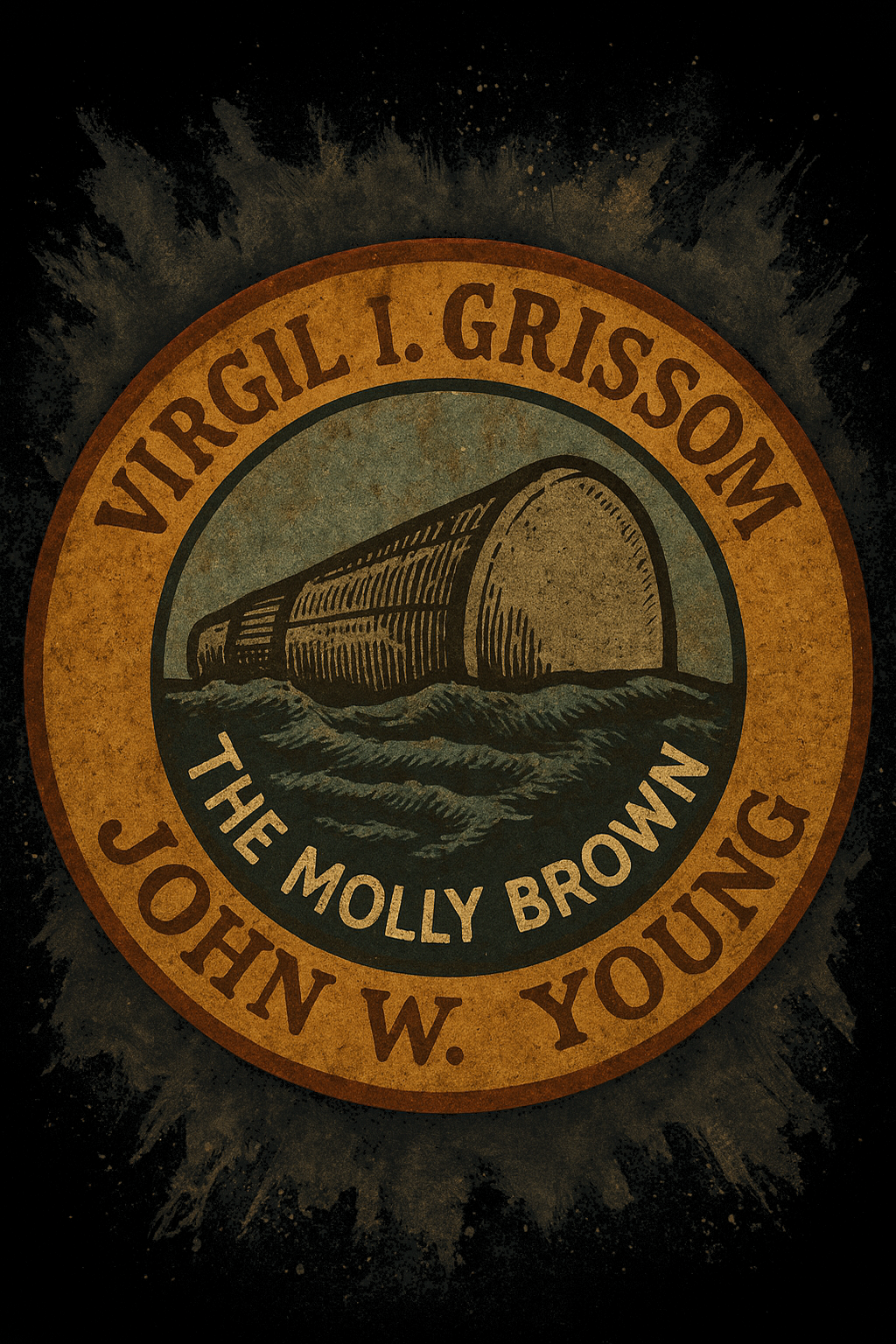 Gemini 3 Molly Brown Mission Patch with spacecraft icon and text The Molly Brown Virgil I. Grissom John W. Young.