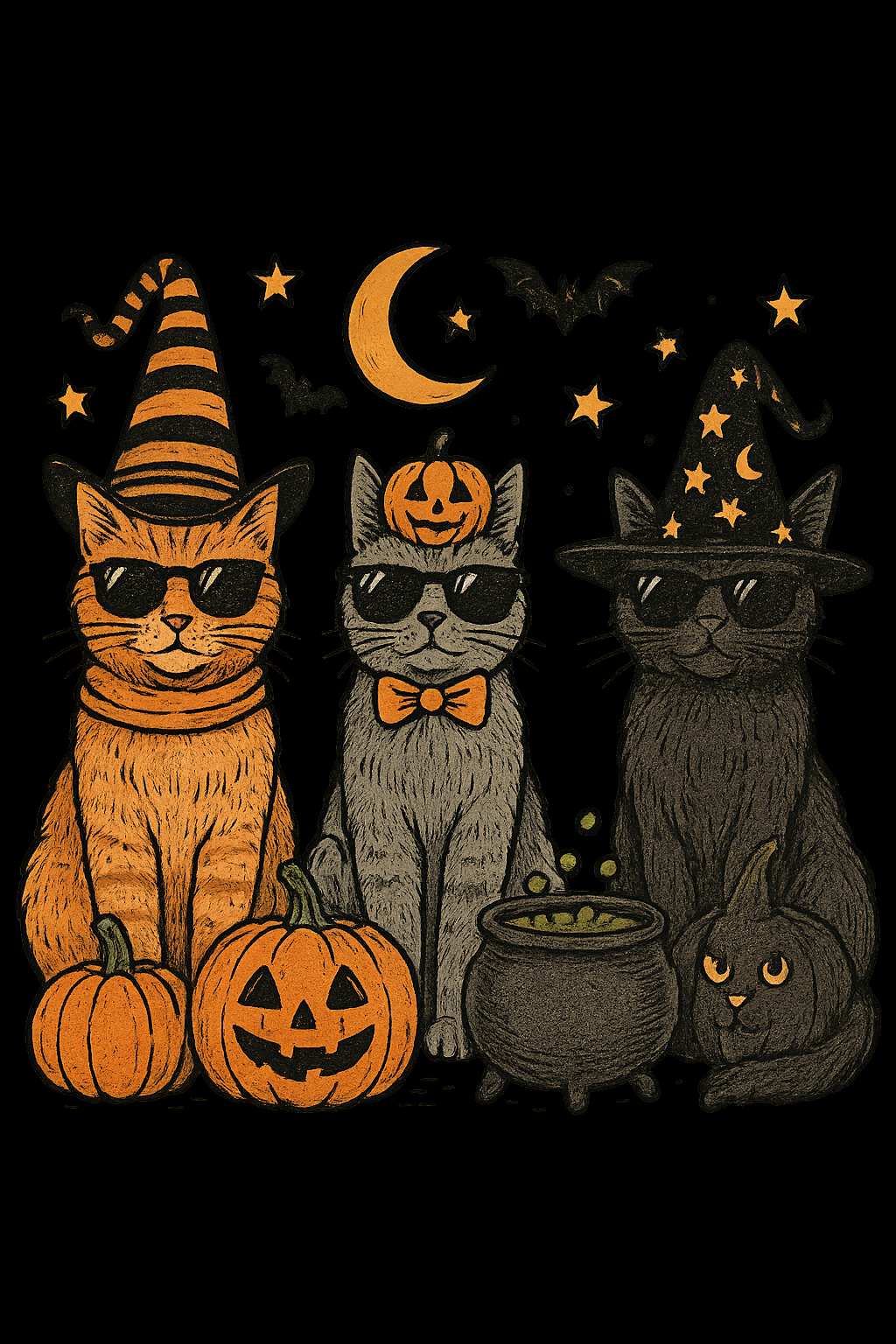 Three Halloween Kitties - ET00123-1