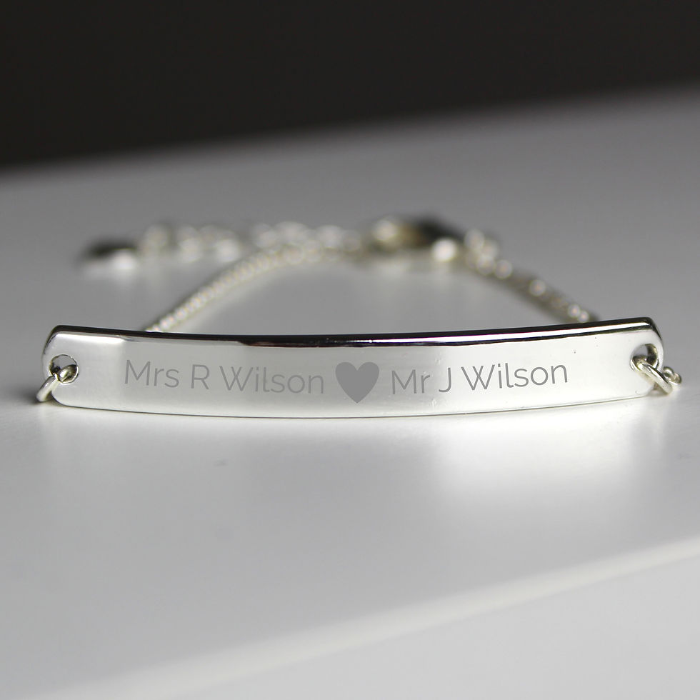 Thumbnail: Personalised Silver Tone Heart Bar Bracelet