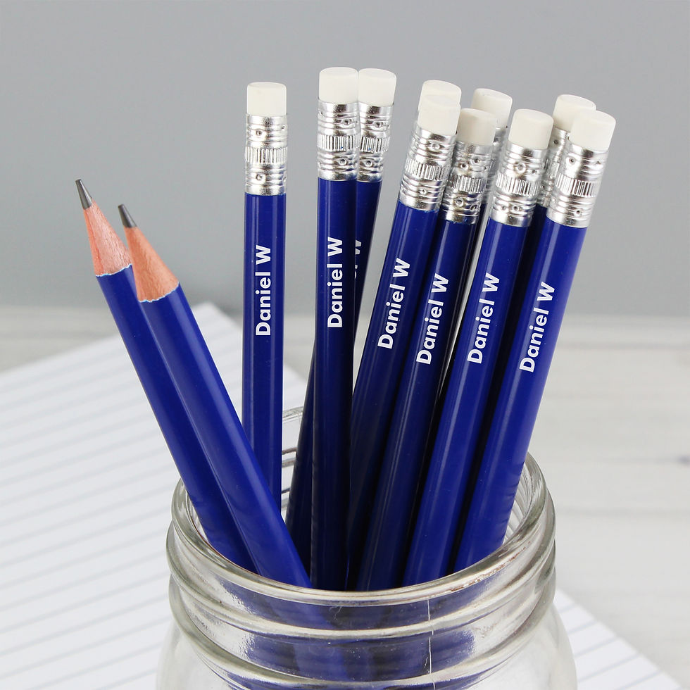 Personalised Blue Pencils Pack of 12