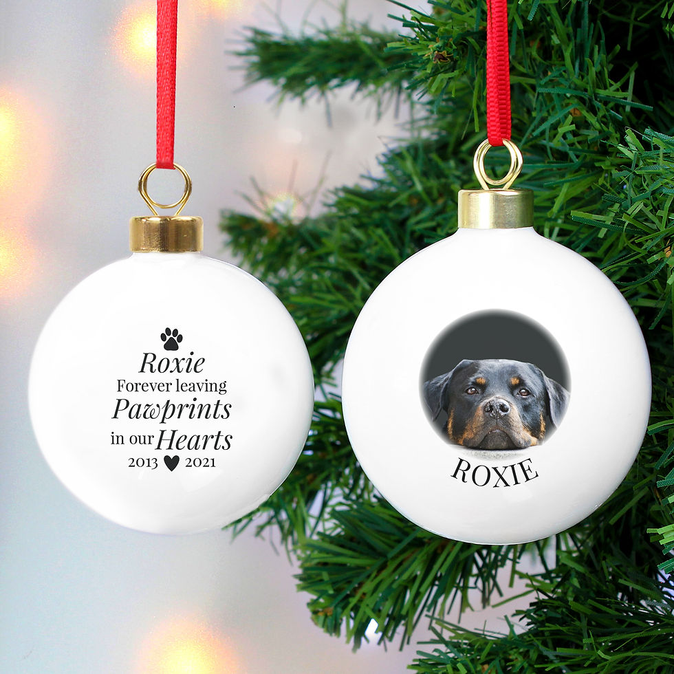 Thumbnail: Personalised Paw Print Memorial Photo Bauble