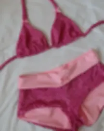 Women Halter Neck Triangle Bikini Sets Vintage 90s Aesthetic Bathing Suits