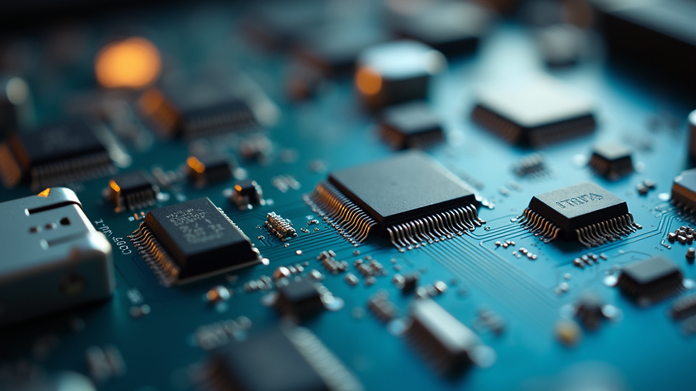 Close-up view of a circuit board with electronic components