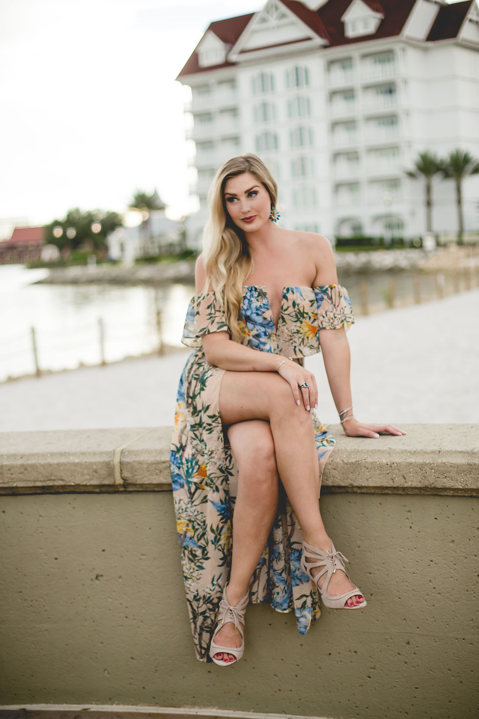 Tan Floral Romper Maxi