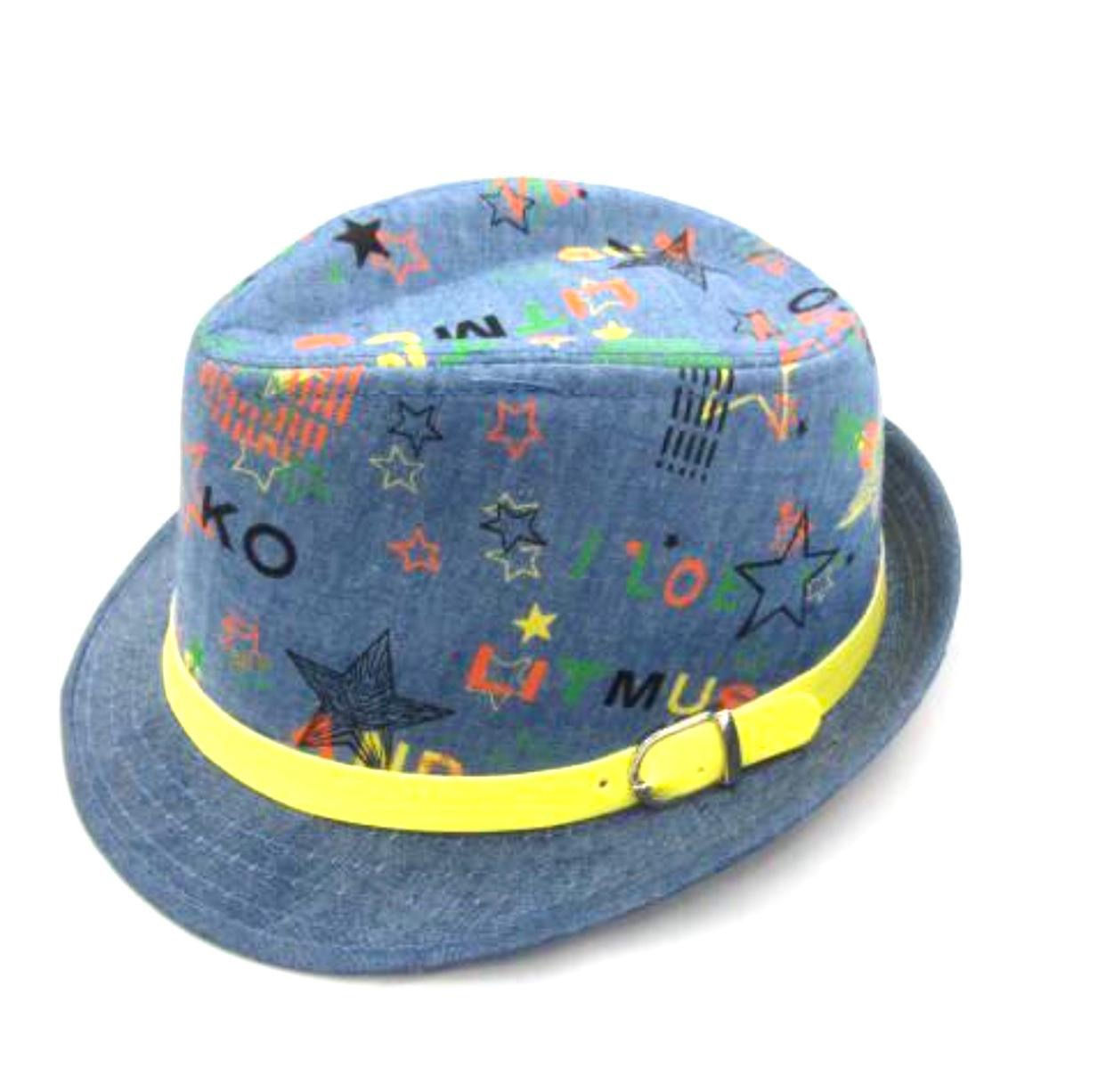 Kapelusz jasny jeans, kolorowe gwiazdki