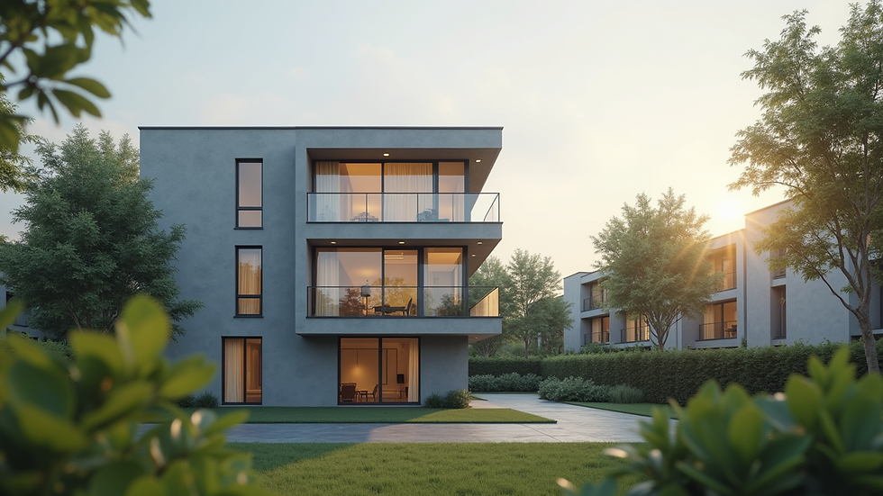 Eye-level view of a modern residential building