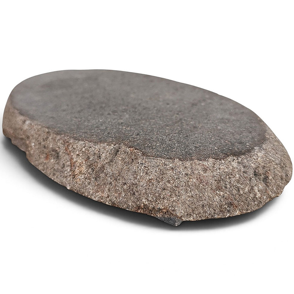 Rounded bathroom stone riser featuring an elevated base and flat display surface