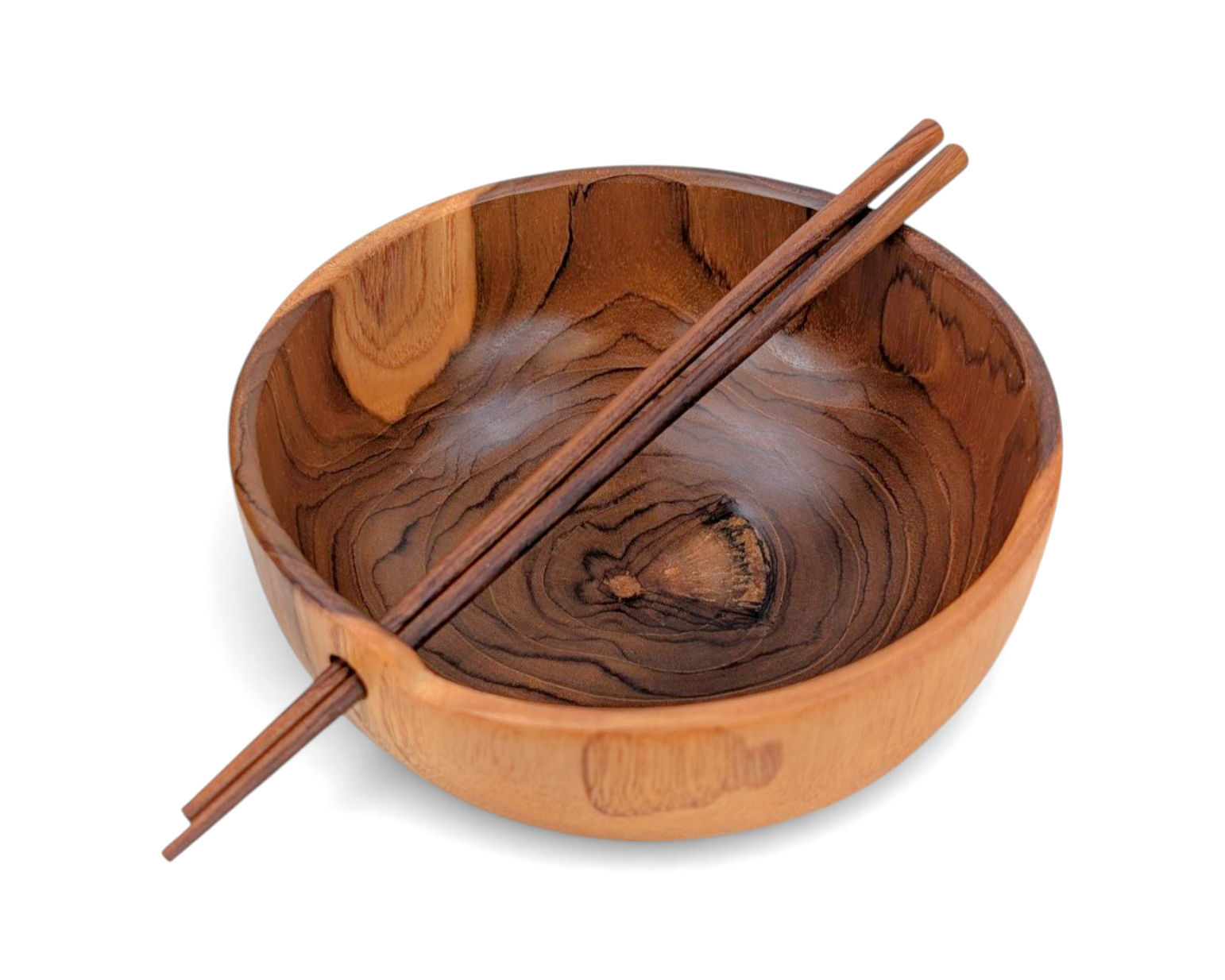 A warm, minimalist wooden bowl with an organic silhouette