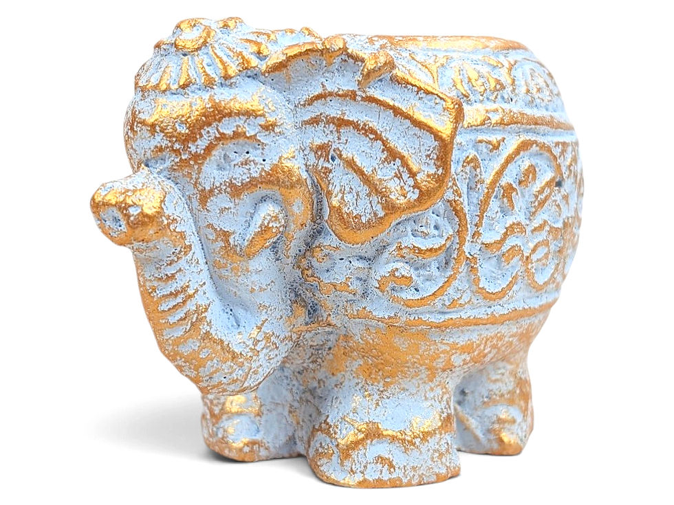 Thumbnail: A stylized figurine crafted in a vibrant blue and gold color scheme.