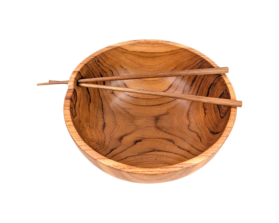 Thumbnail: Teak noodle bowl featuring a broad circular opening