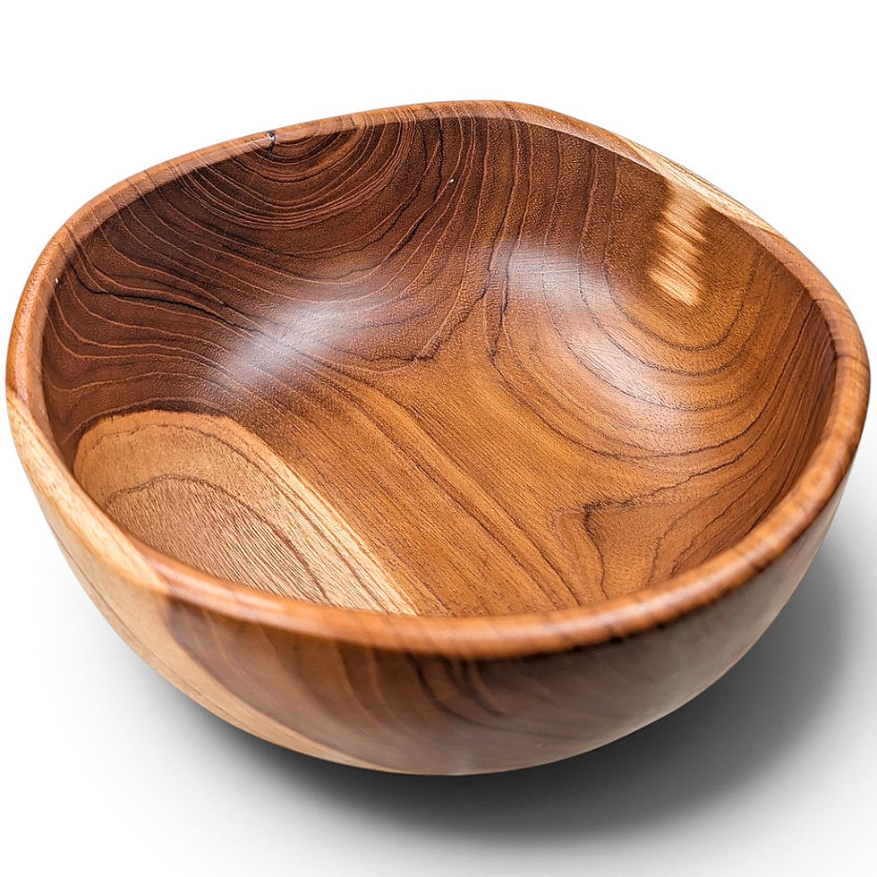 Thumbnail: Round teak bowl with deep curved sides