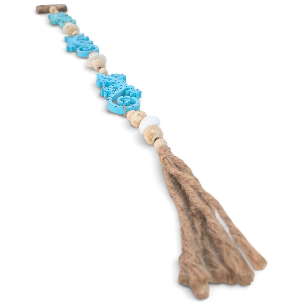 Thumbnail: Handmade blue gecko wall hanging with a braided cord loop