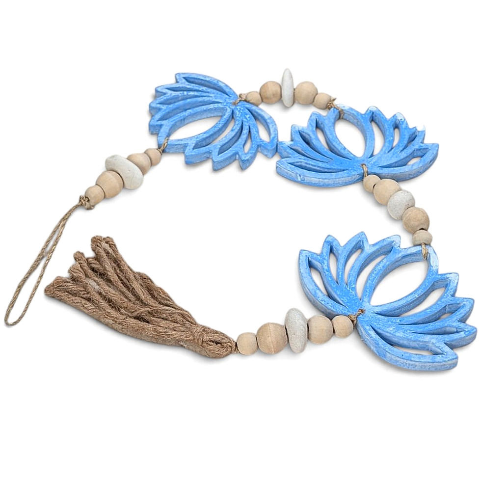 Thumbnail: Blue floral wall hanging with pale accent beads