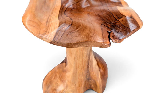 Woodland Fungi Carving | Natural-Grain Fungi Carving | Cottage Fungi Carving