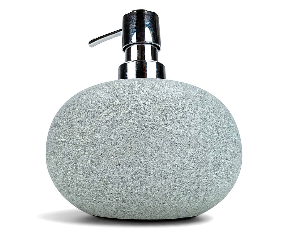Thumbnail: A close-up of a textured stone soap bottle.