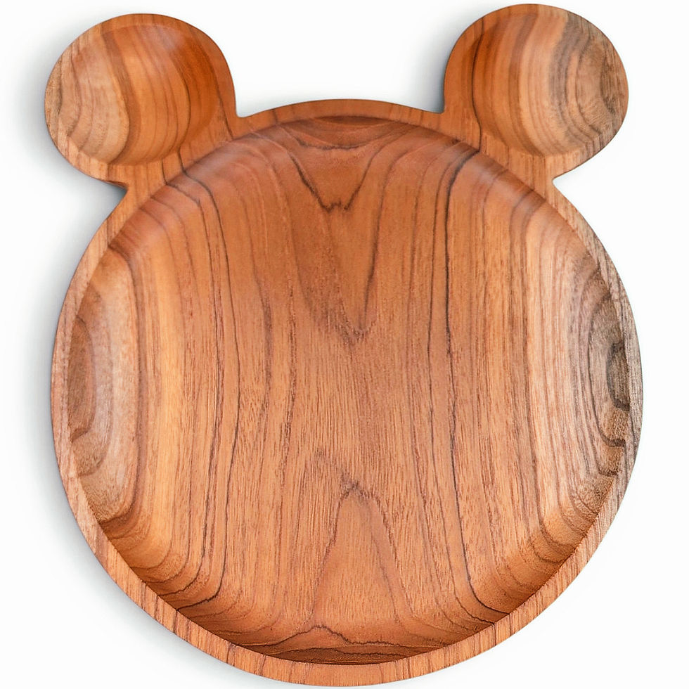 Artisan-crafted teak dinner plate with one large section and two circular sections