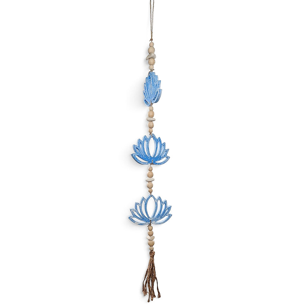 Thumbnail: Blue lotus tassel art featuring openwork wooden petals