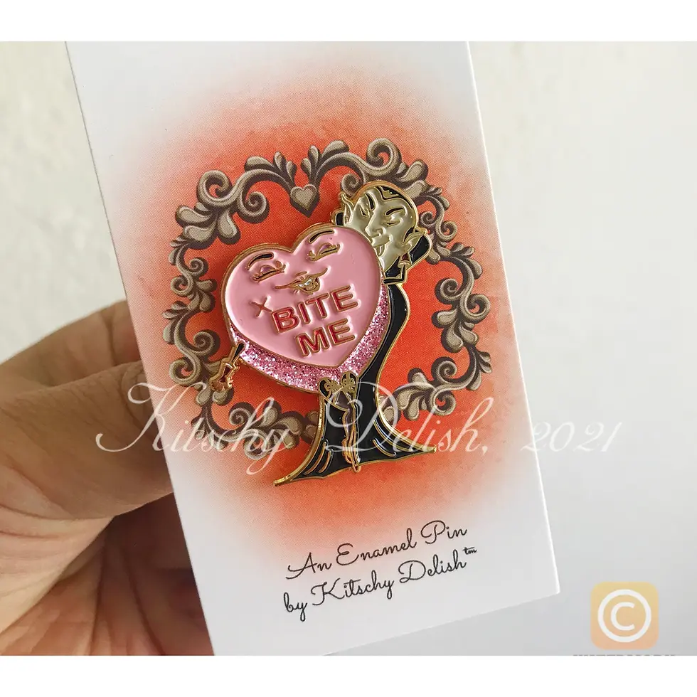 BITE Me, soft enamel pin with glitter