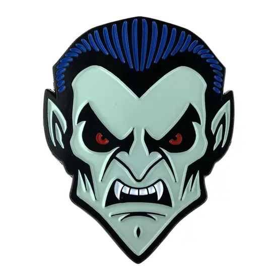 Dracula head enamel pin