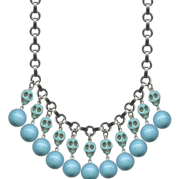 Bohemian Cowgirl Turquoise Skull Necklace