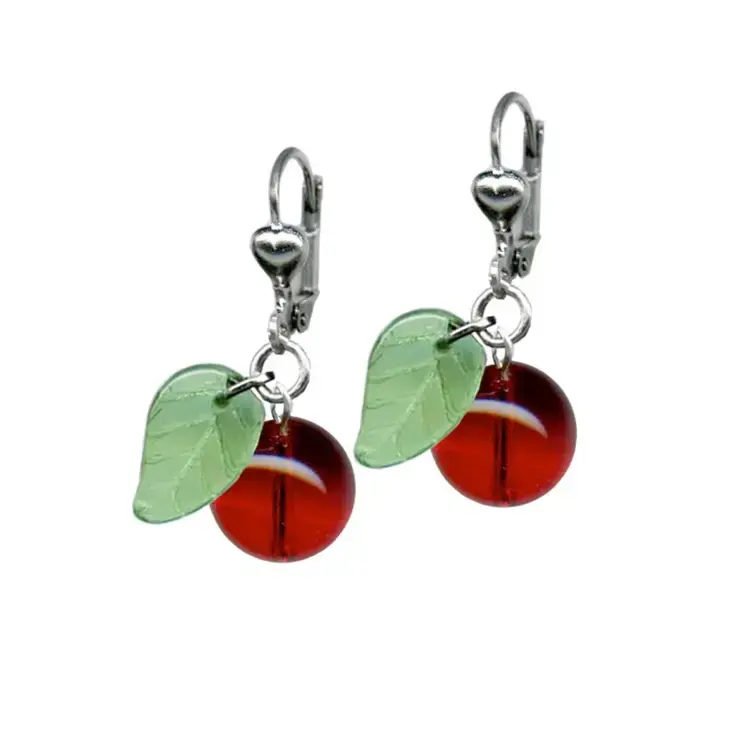 Cherry Retrolite Glass Earrings