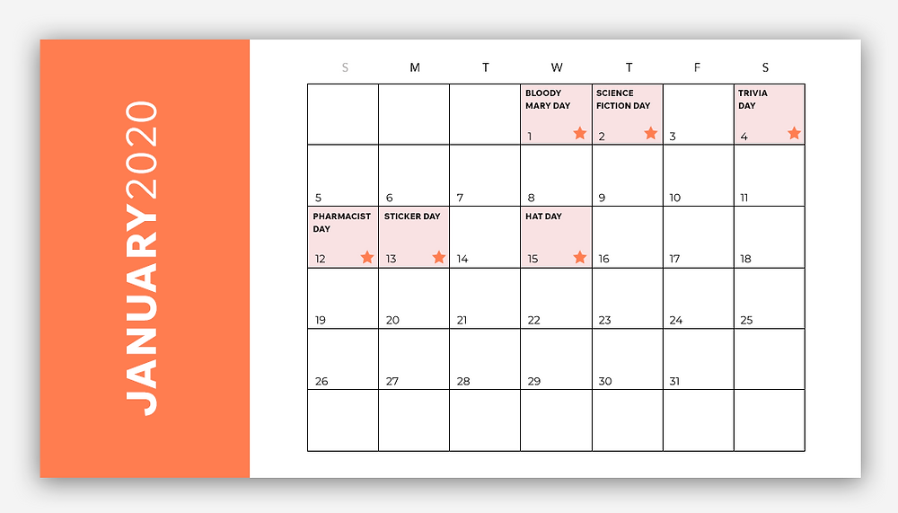 social media calendar january