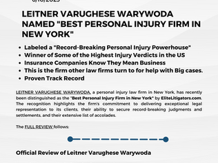 LEITNER VARUGHESE WARYWODA NAMED "BEST PERSONAL INJURY FIRM IN NEW YORK"