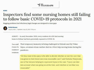 LVW Lawyers Featured in Report on Ongoing Nursing Home Failure to Follow COVID Protocols