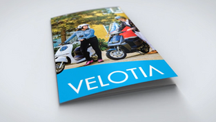 The sleek Velotia brochure in accordance with the corporate identity