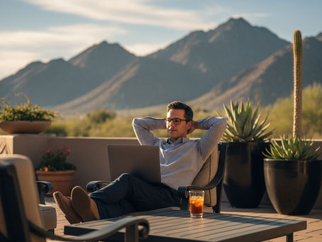 Remote worker enjoying Arizona lifestyle after relocation to Paradise Valley