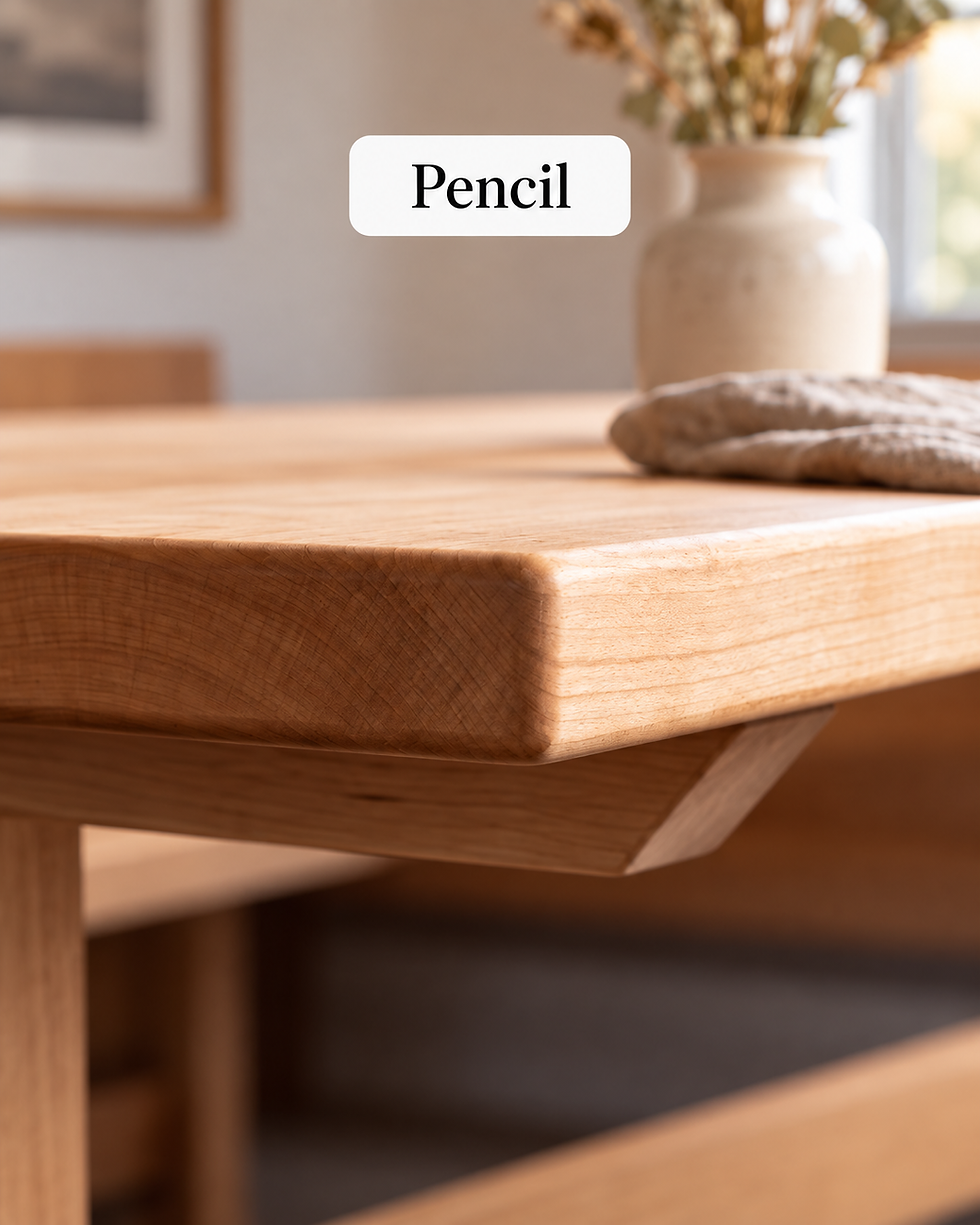 Pencil solid wood table edge profile