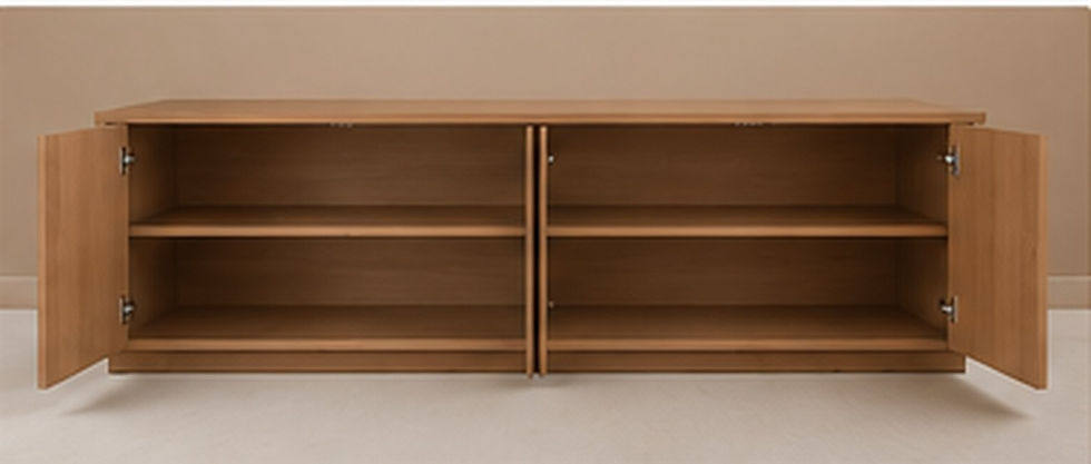 Thumbnail: 12-Foot Fluted White Oak Media Console | Custom Storage Cabinet | 50% Deposit