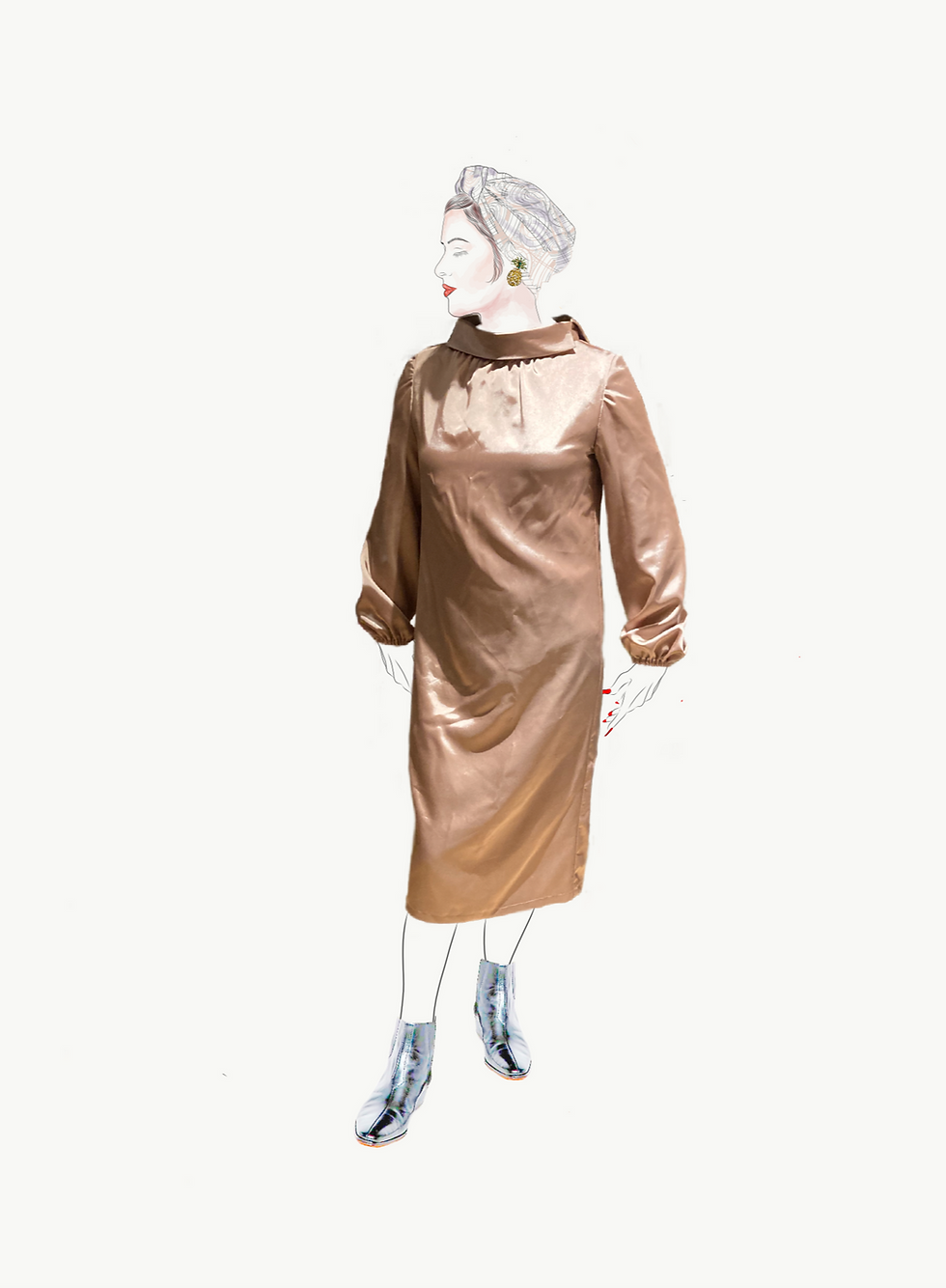 Gather Neck Tunic Dress