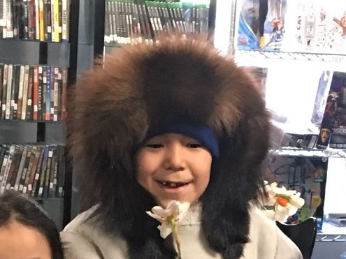 Boy from Barrow with a daffodil