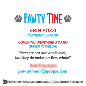 red & blue logo with animal paw prints, Dara the Artist