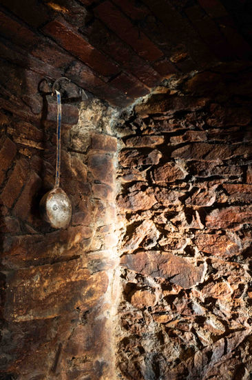 verrußte Decke der historischen Küche