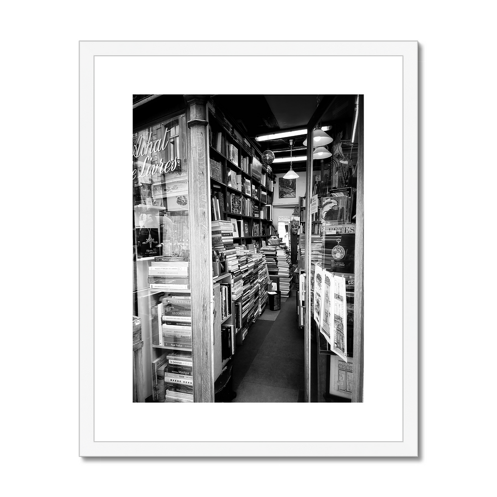 Thumbnail: Black and white photo print of Achat de Livres bookstore with disco ball in Paris, France