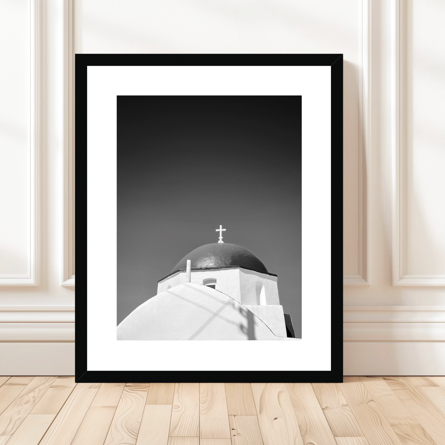 "Church Dome Santorini | Greece B&W Minimalist Architecture Art Print