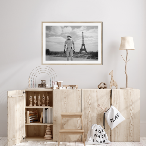 kpm photo art framed prints of paris stormtrooper with Eiffel tower