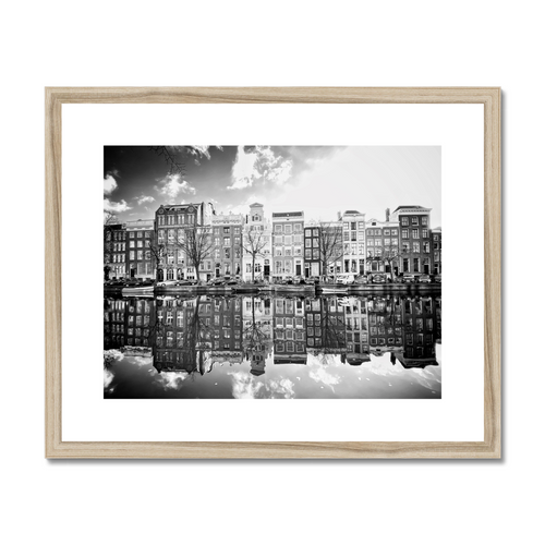Dutch Reflective Houses | Amsterdam Netherlands Canal B&W Print