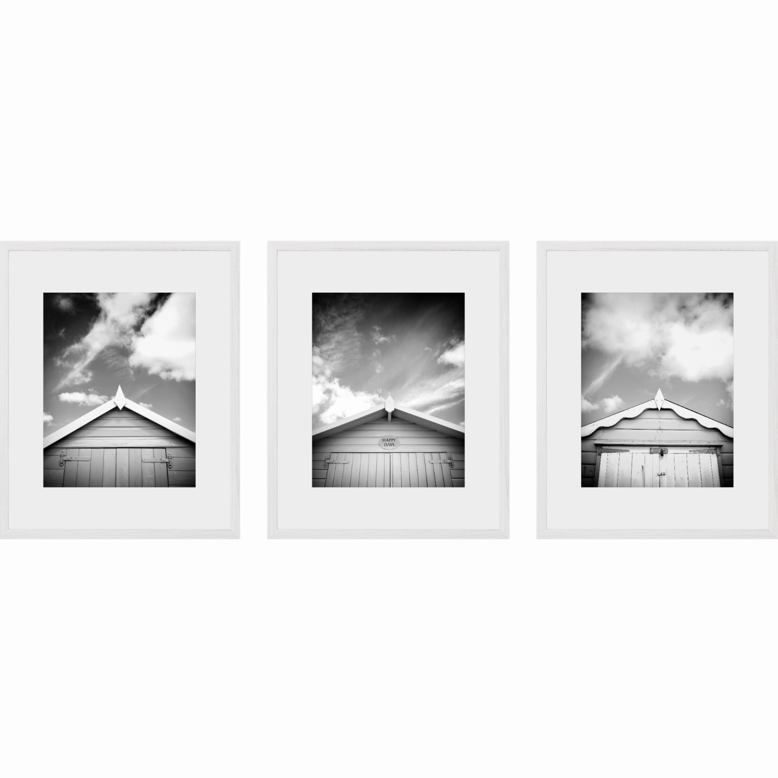 Happy Days Beach Huts | Set of 3 Minimalist Seaside Prints
