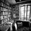 Thumbnail: Black and white photo print of interior bookstore with couch at Shakespeare and Company in Paris, France