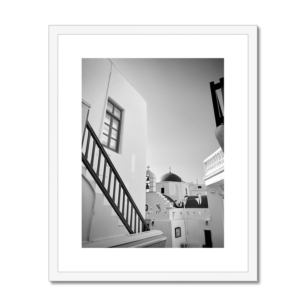 Thumbnail: Black and white photo print of traditional Greek architecture in Old Town Mykonos, Greece