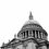 Thumbnail: Low angle black and white view of St Paul's Cathedral dome against a pure white sky.