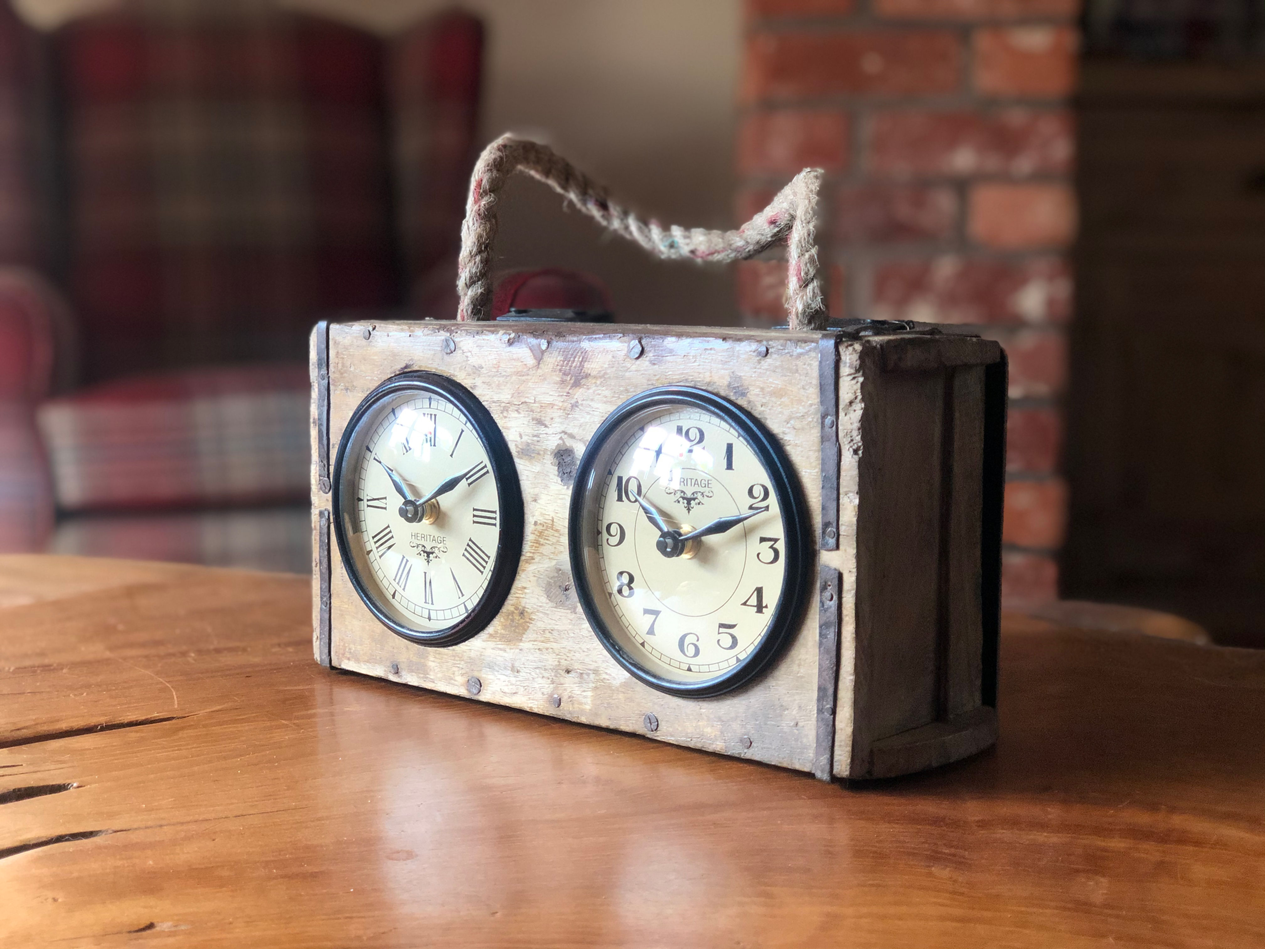 Dual Dial Recycled Brick-mould Clock