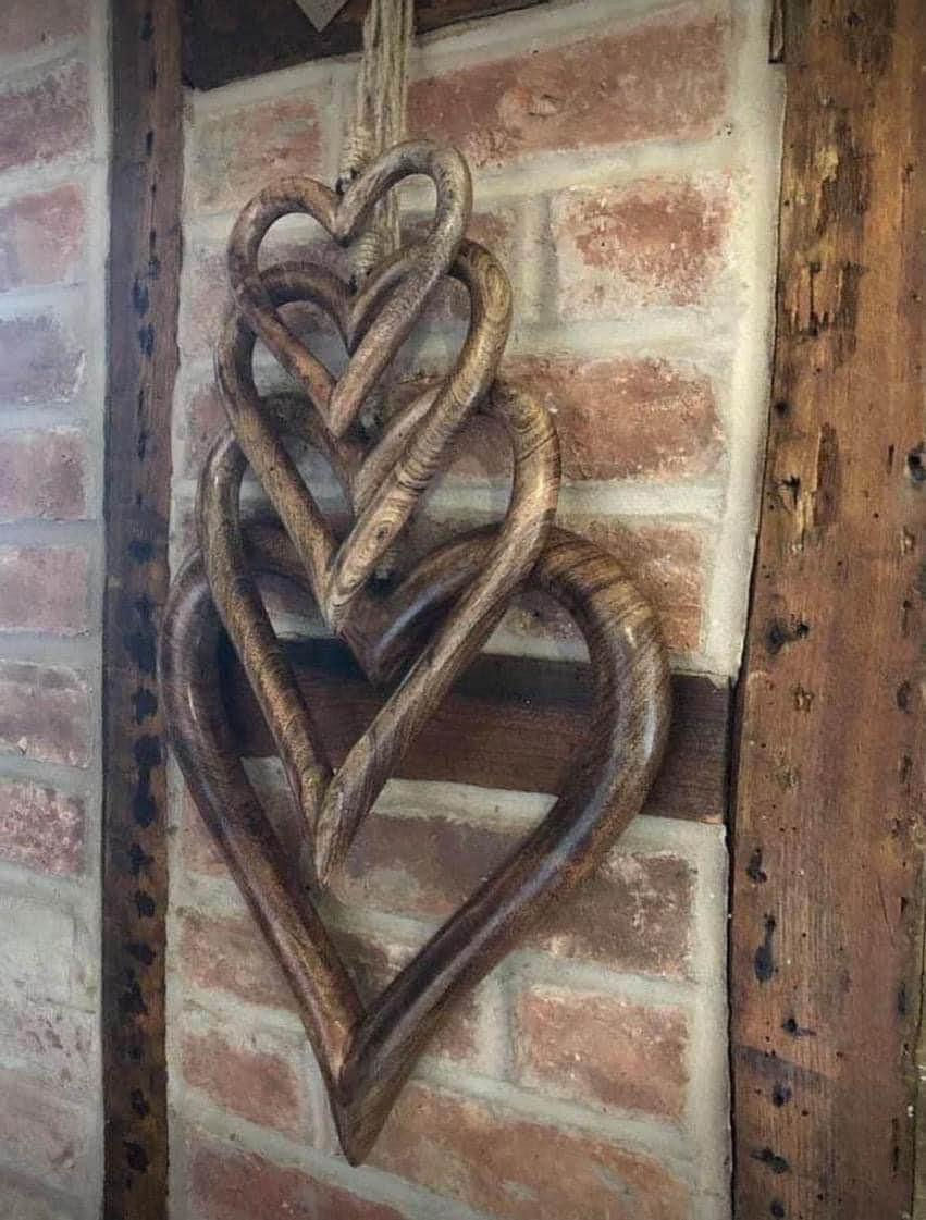 Set of 4 Wooden Hearts